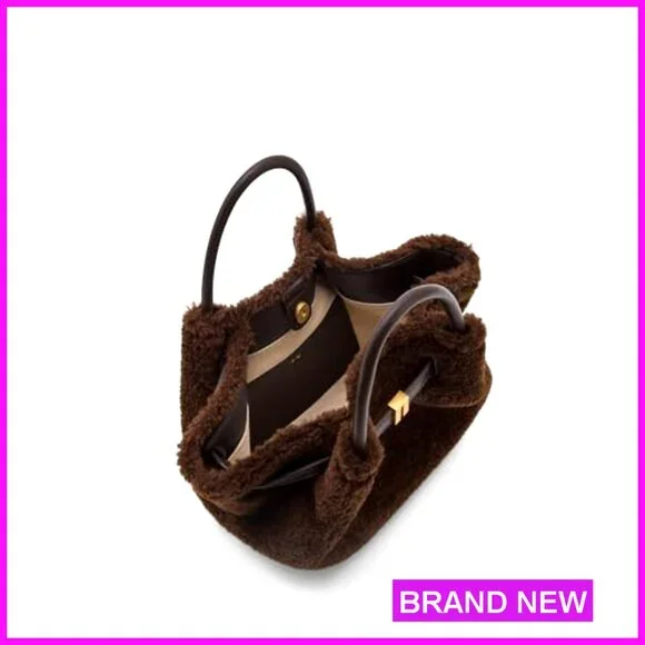 Faux Fur Mini Tote Bag with Adjustable Strap for Crossbody or Hand Carry